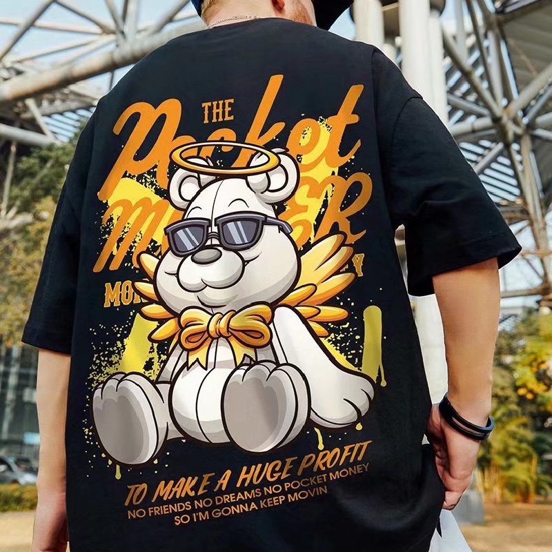 Áo Thun Tay Ngắn Dáng Rộng In Họa Tiết Hoạt Hình Phong Cách Hip Hop Thời Trang Mùa Hè Cho Nam Giới [M-8XL]