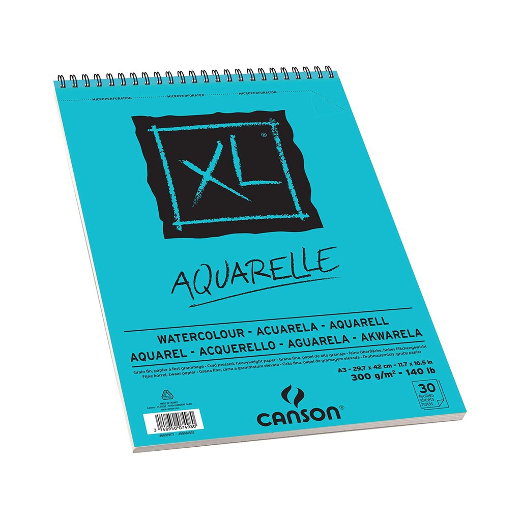 (Bms Yogyakarta) Canson XL Aquarelle 30 tờ giấy A4 & A3 400039