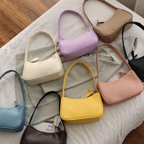 Túi Xách Nữ Túi Xách Đeo Vai Kết Cấu Đơn Giản Màu Trơn Phong Cách Retro Cho Nữ