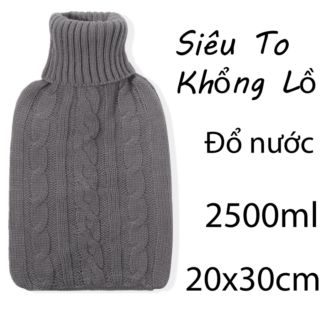 Bộ Túi Sưởi, Túi Chườm Đau Bụng Kinh 2500ml- Quà Tặng Bạn Gái Và Gia Đình - Chườm Nóng, Lạnh - Đổ Nước Bao Len