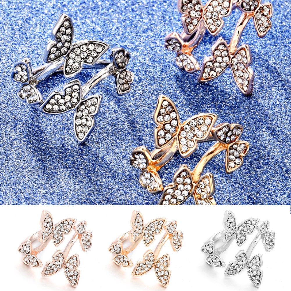 Nhẫn Thiết Kế Hình Bướm Có Thể Điều Chỉnh Kích Cỡ Tiện Dụng