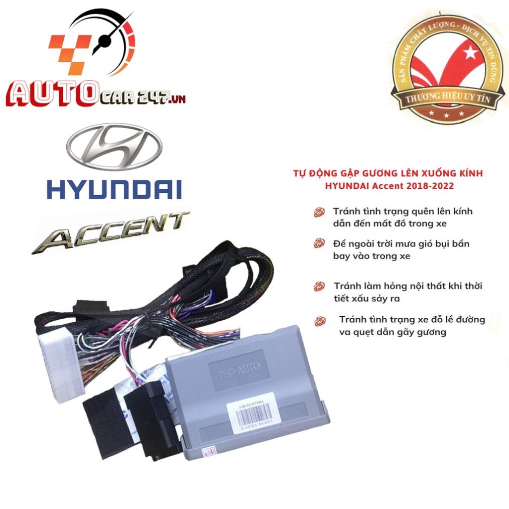 Bộ gập gương lên xuống kính tự động xe Hyundai Accent đời 2018 đến 2022- Bảo hành chính hãng 12 tháng