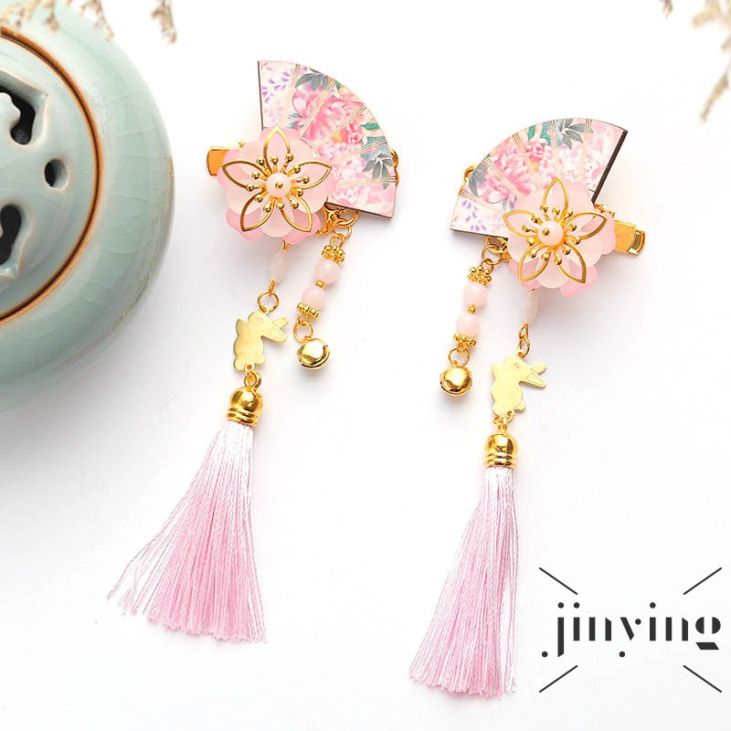 GETNOIVAS  1 Cặp Kẹp Tóc Tua Rua Phong Cách Trung Hoa Truyền Thống Dành Cho Nữ