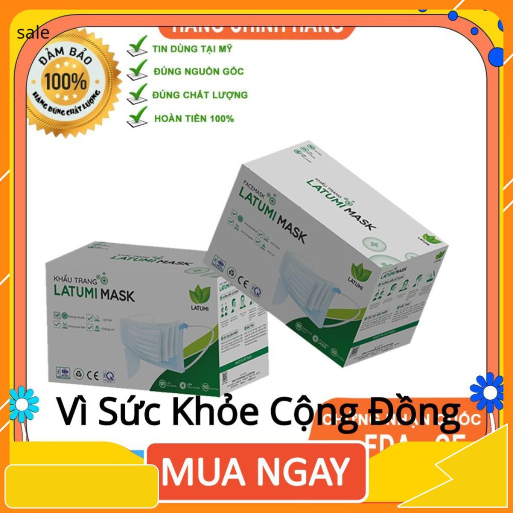 1 Hộp Khẩu Trang Y Tế 4 Lớp Lọc Khuẩn LATUMI 50 Cái / Hộp Chính Hãng Đạt Tiêu Chuẩn Quốc Tế Xuất Khẩu leeseenn.shopp