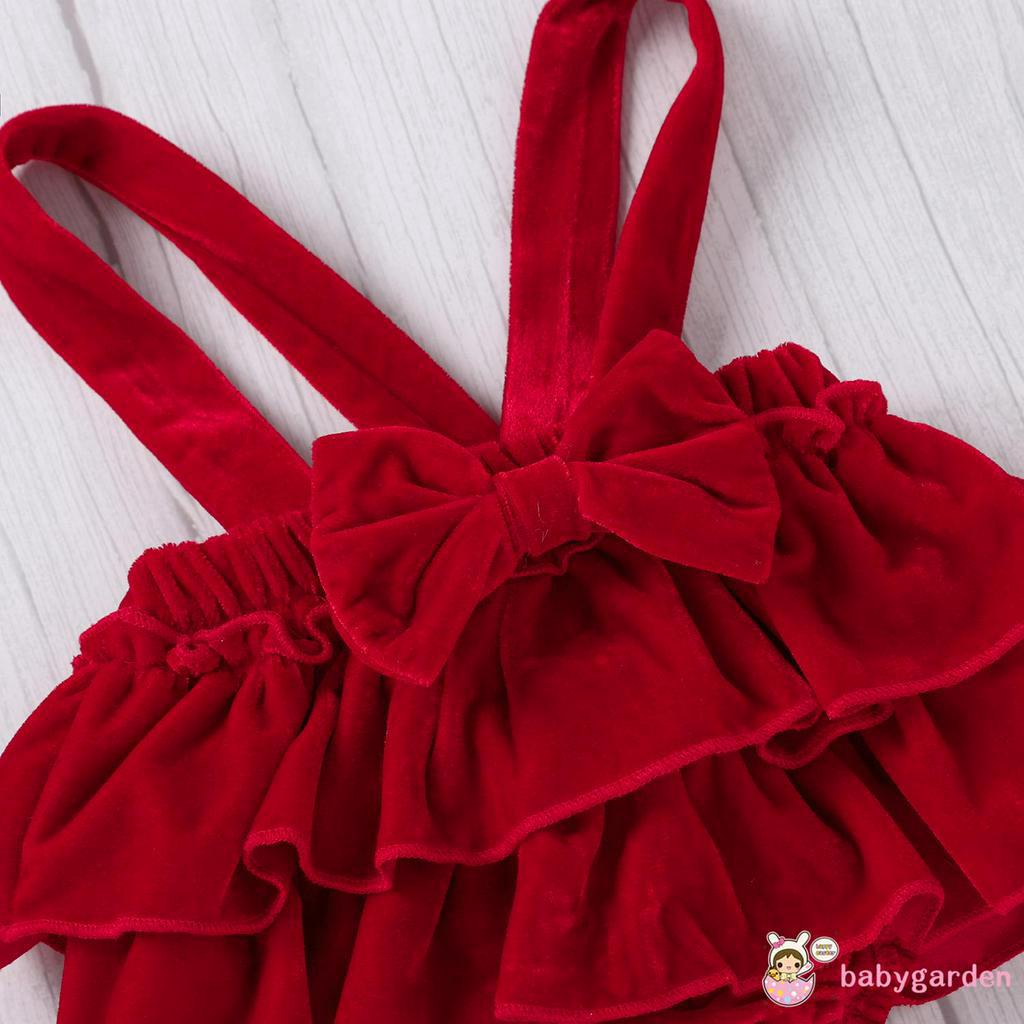 Áo Liền Quần Tay Bèo Kèm Băng Đô Cho Bé Gái