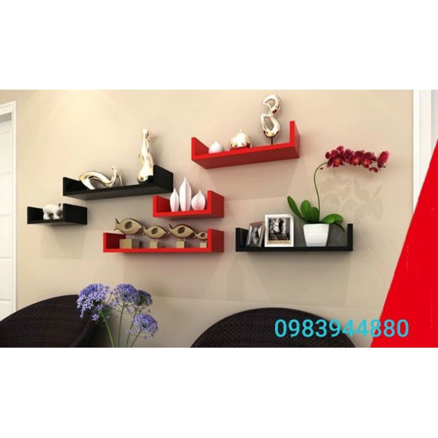 Bộ 1 thanh kệ treo tường chữ u 60cm× 20cm gỗ thái lan