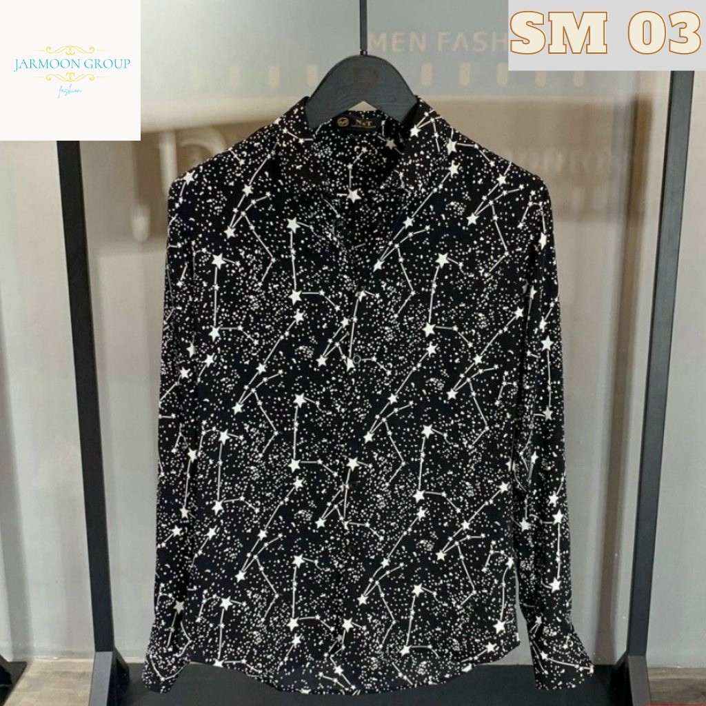 Áo Sơ Mi Nam  Sơ Mi Nam Đen SM03JM Tay ngắn Wash Trắng -Đen Họa Tiết Vết Cắt Mẫu Hot Trend Mới Nhất JM