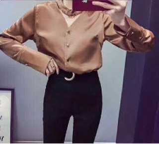Sơ mi lụa cổ choker