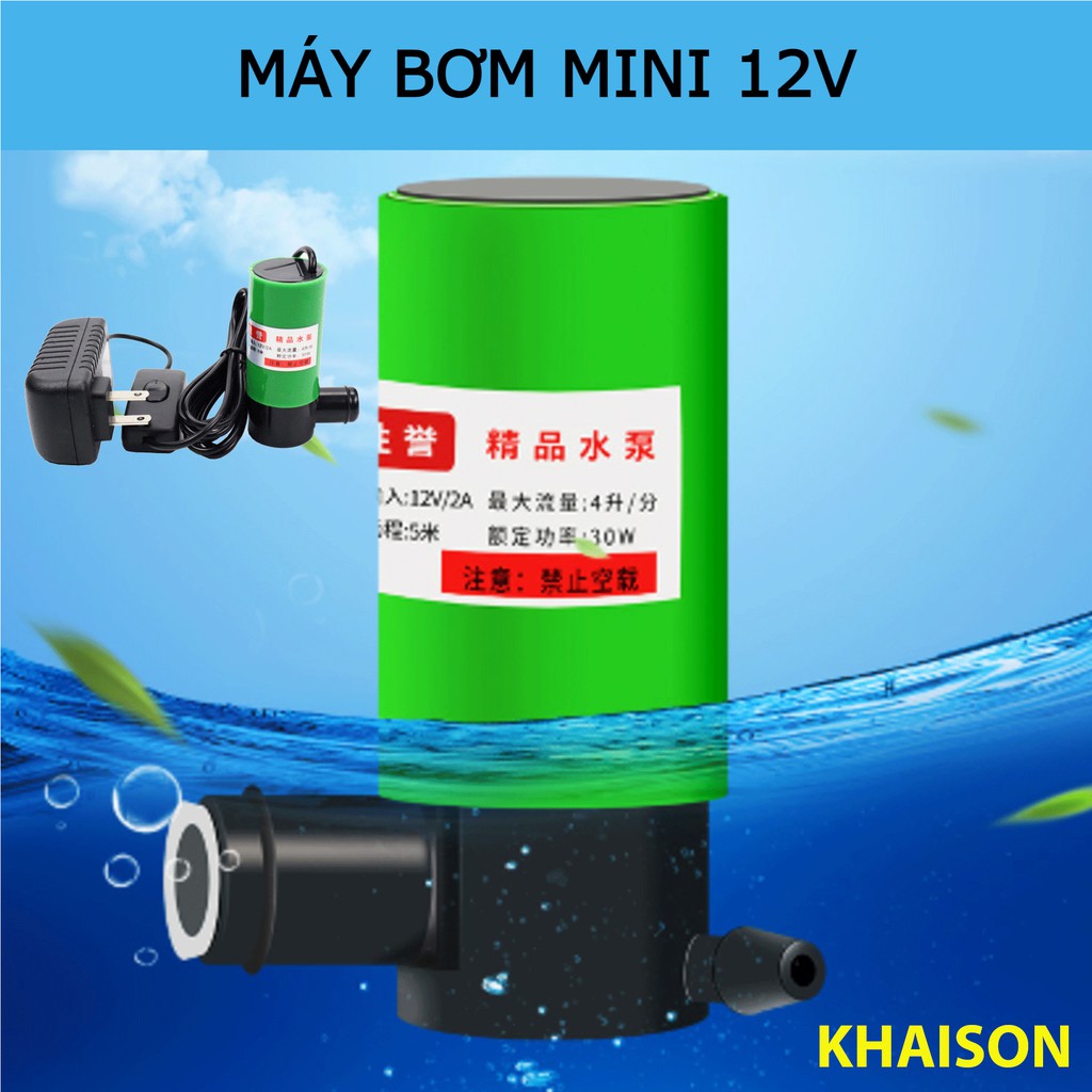 Máy bơm nước mini 12v 5M 30W dùng cho máy cắt rãnh tường, thay nước bể cá (màu xanh lá)