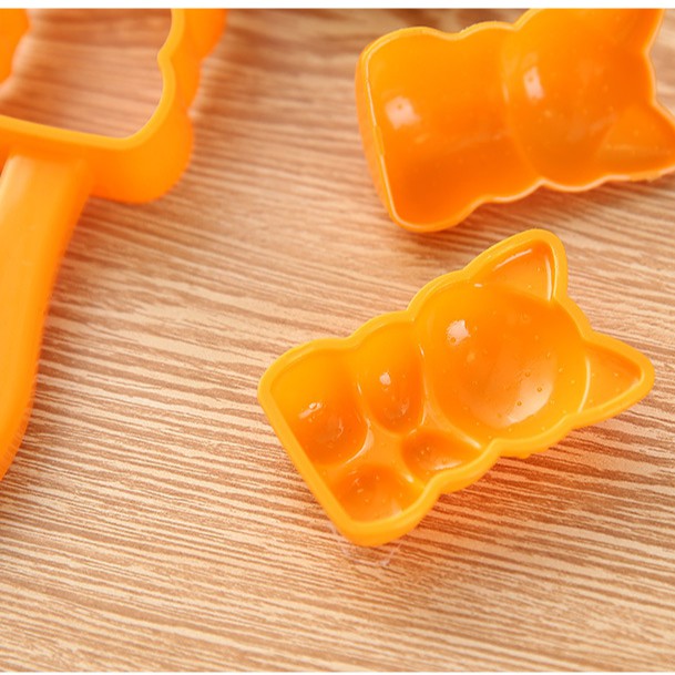 Bộ khuôn ép cơm bento mèo chibi kèm máy dập rong biển