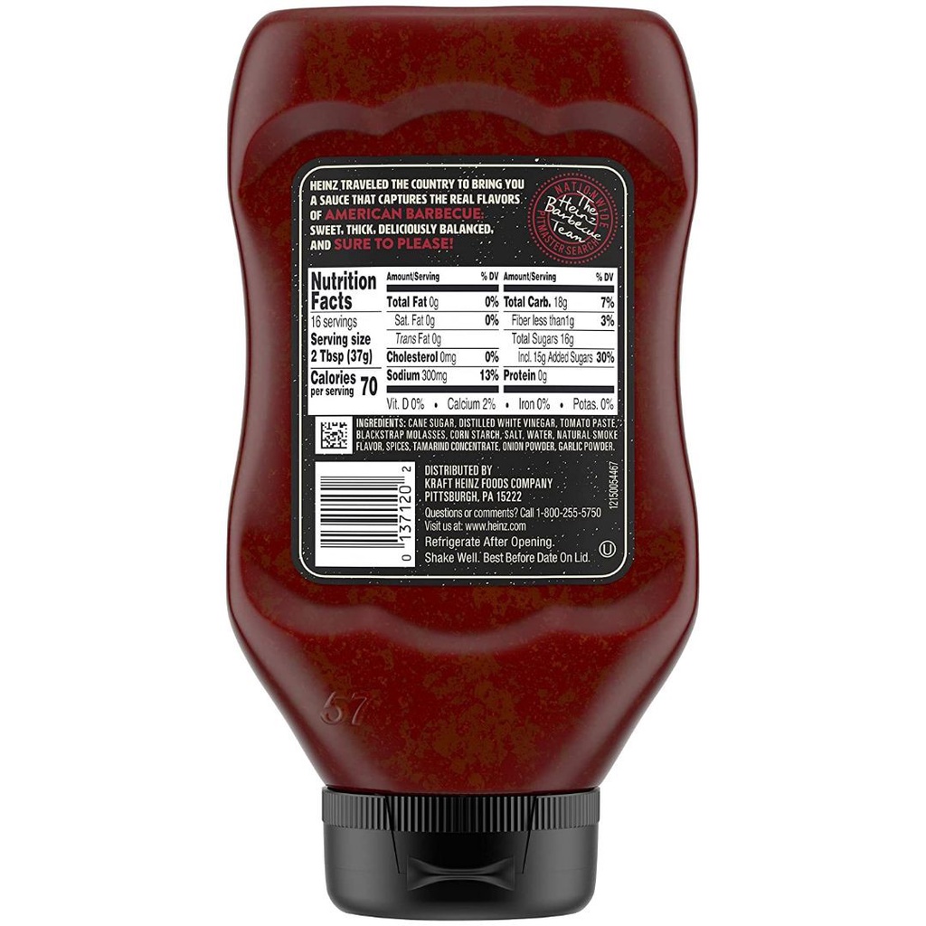 SỐT ĐỒ NƯỚNG VỊ TRUYỀN THỐNG Heinz Sweet &amp; Thick Original BBQ Sauce 606g (21.4 oz)