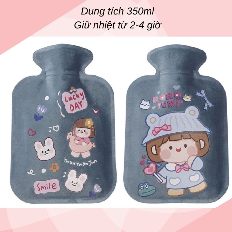 Túi chườm nóng lạnh nhung mềm giảm đau bụng kinh, giữ ấm hạ sốt 350ml -𝓢𝓱𝓸𝓹 𝓣𝓲𝓮̣̂𝓷 𝓘́𝓬𝓱