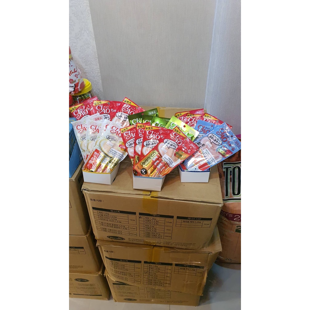 Súp thưởng Ciao Churu thức ăn dinh dưỡng cho mèo - 4 thanh * 15g hàng Thái