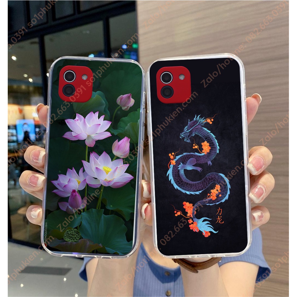 Ốp lưng Samsung A03 dẻo in hình thư pháp, hoa văn đẹp, sắc nét