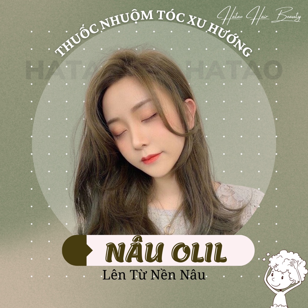 Thuốc nhuộm tóc màu Nâu Oliu(không tẩy) kèm trợ nhuộm 100ml