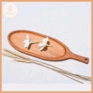 Khay gỗ decor BOMI - Khay gỗ đựng đồ ăn gỗ đỏ hình trái bí có tay cầm siêu xinh BOMK66