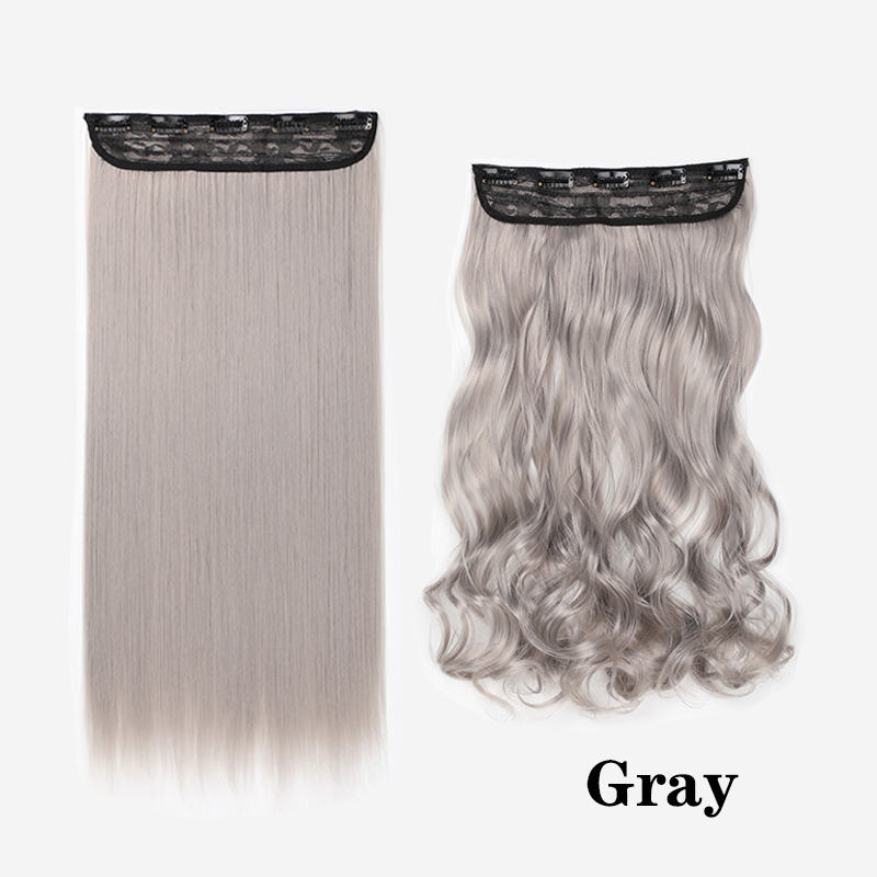 Tóc giả nối dài kiểu xoăn nhuộm ombre đen xám thời trang dành cho nữ