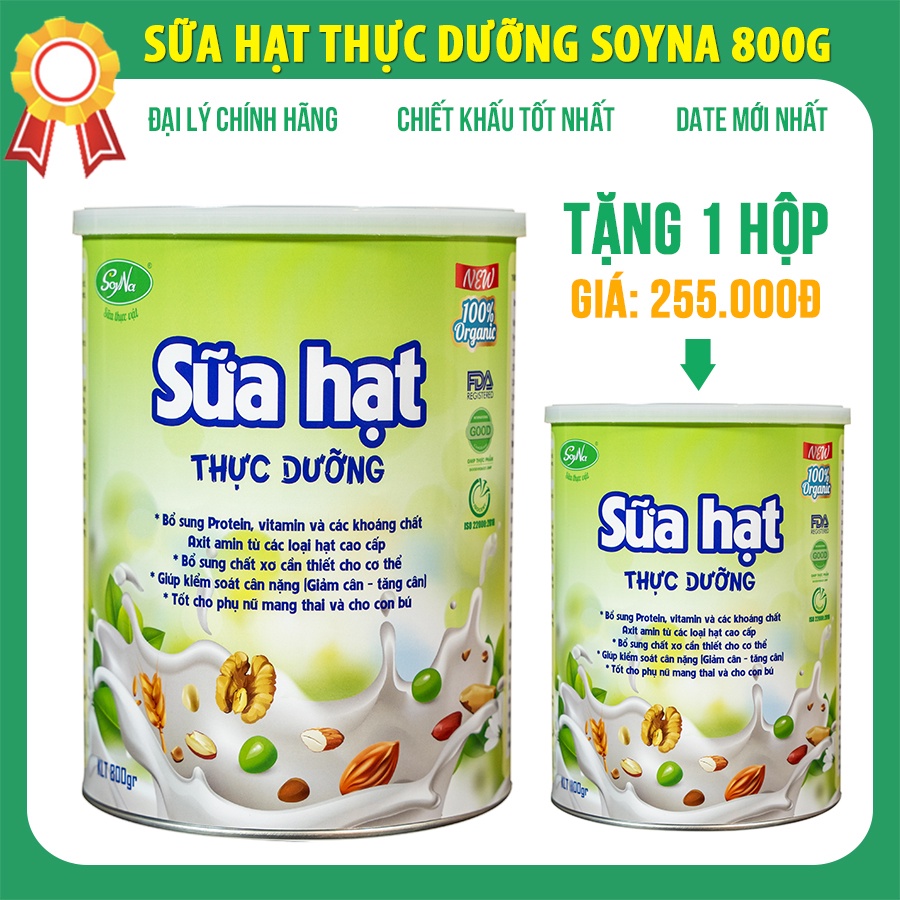 Sữa Hạt Thực Dưỡng SoyNa 800g chính hãng tặng kèm 1 hộp Sữa Hạt Thực Dưỡng