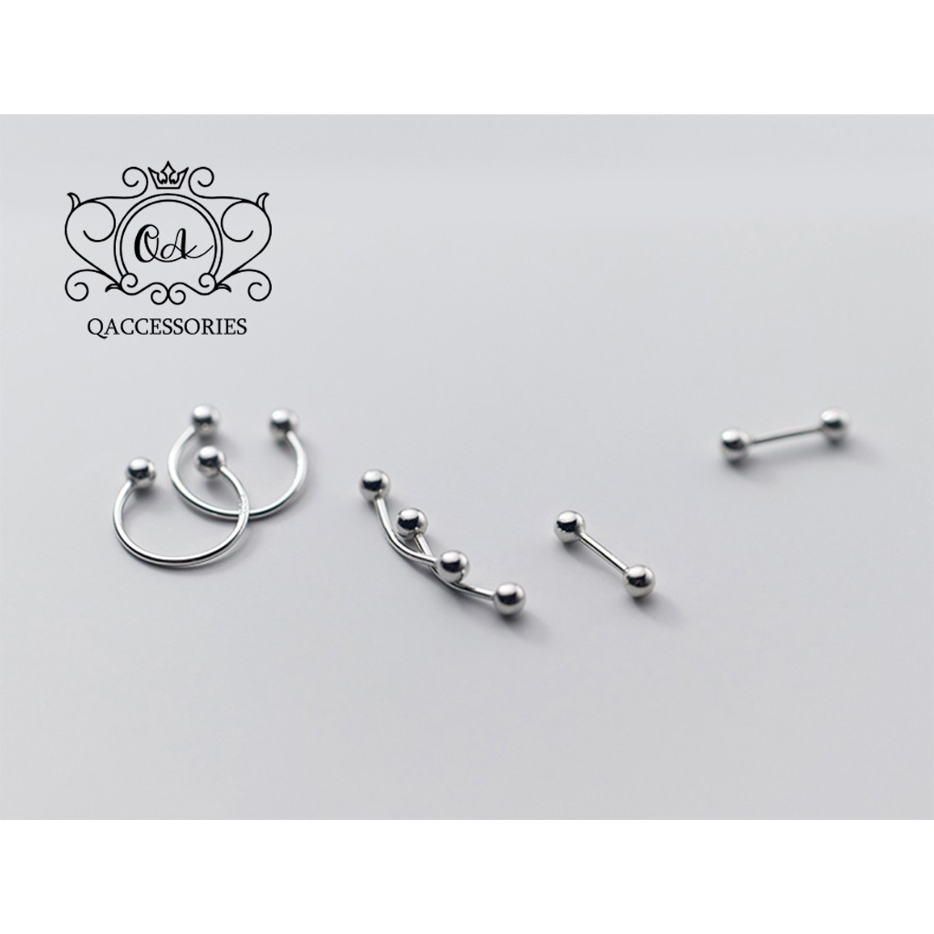 Khuyên tai bạc khoen vành chốt bi vặn nam nữ bông tai kẹp vành S925 EARCUFF Silver Earrings QA SILVER EA200903