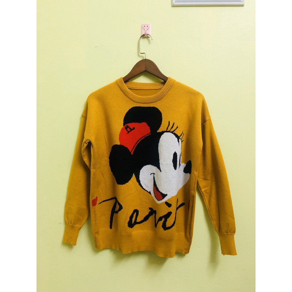 Aó len mickey big size 2 màu đỏ &vàng bigsize nữ 60-90kg (hình thật)