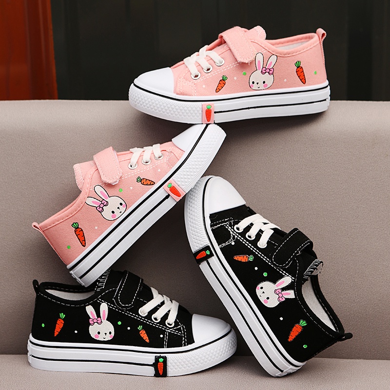 💘 giày thể thao bé trai và gái 💘 giày vải  đế mềm thoáng khí  💘 chống trượt  thoải mái  thời trang in hình thỏ dễ thương