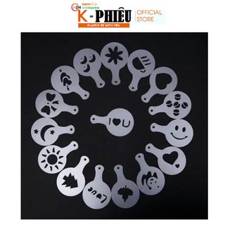 Coffee stencils – Bộ khuôn vẽ cappuccino latte art stencil 16 cái KP-IM038