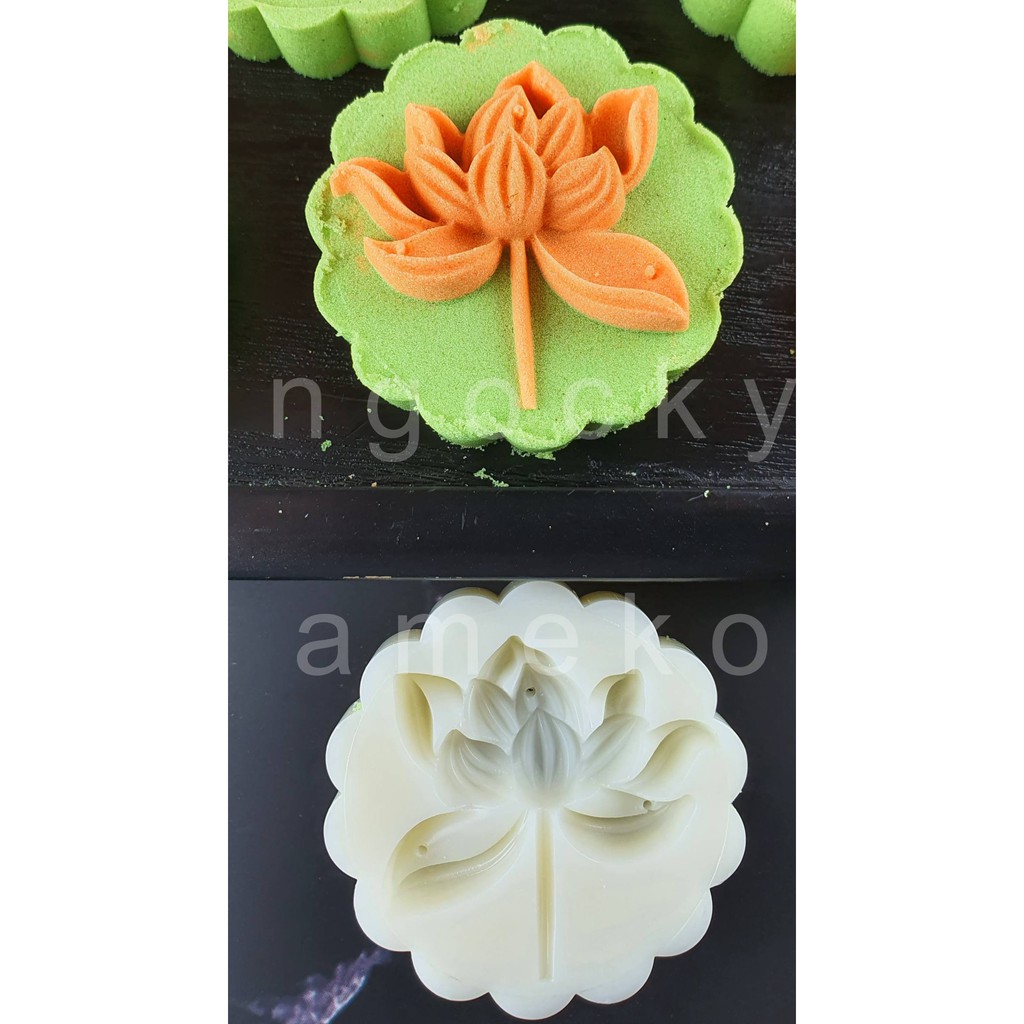 NQ50-867 - KHUÔN LÒ XO BÁNH TRUNG THU / BÁNH DỨA  HOA TRÒN HÌNH SEN 50G