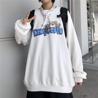Áo thun dài tay, áo Sweater Oversize Unisex Boom Shop Chữ Và Gấu