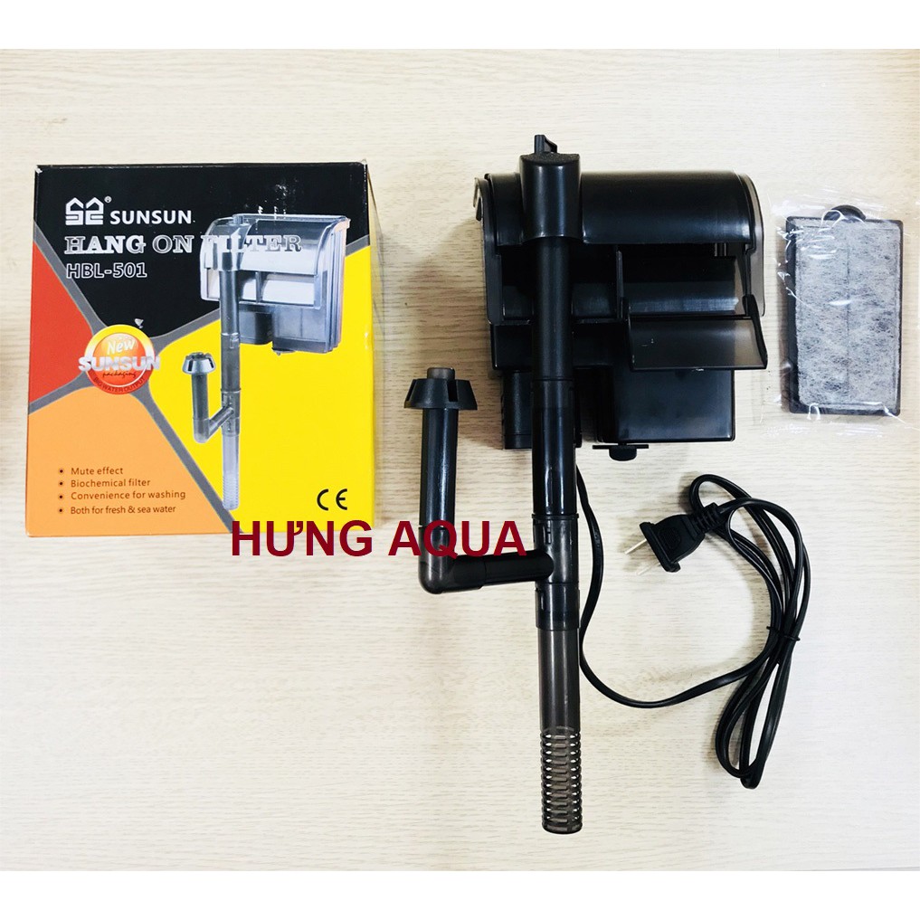 Lọc thác treo bể cá mini SUNSUN HBL 301, 501 701 tiết kiệm điện tích hợp lọc váng (chính hãng)