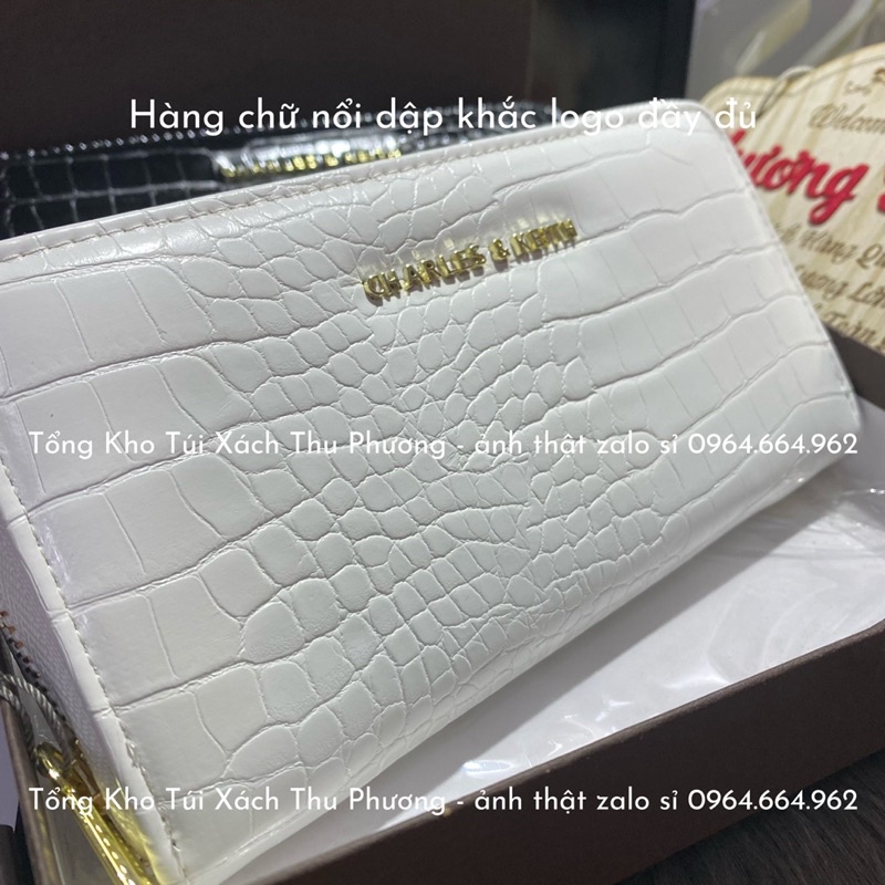 Ví dài cầm tay CN.K hàng xuất dập logo kim loại fullbox (cam kết hàng chuẩn ảnh)