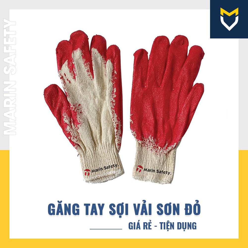 Găng tay sợi phủ sơn đỏ