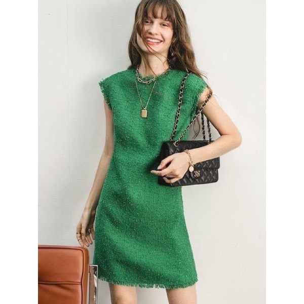 Váy dạ weet màu xanh lá cây dáng suông cho nữ