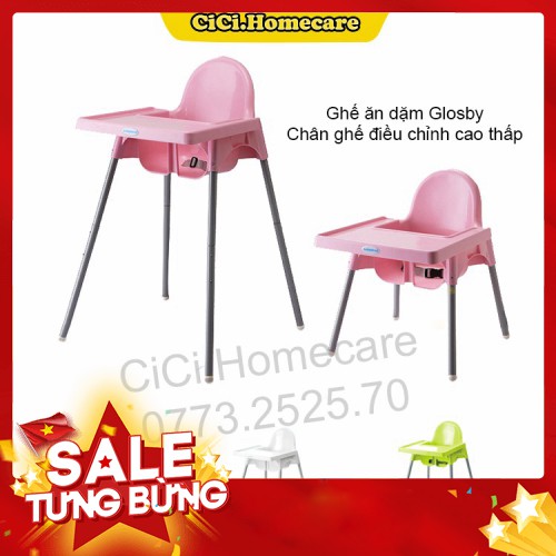Ghế ăn dặm Glosby Babyhood - Chân ghế có thể điều chỉnh kèm bàn ăn rộng - Hàng nhập khẩu