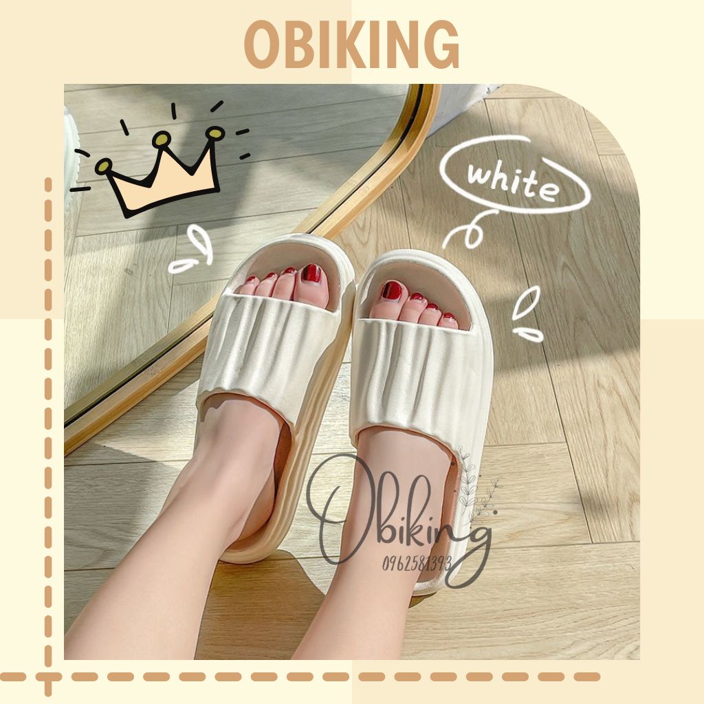 Dép quai ngang nữ hot trend, Dép bánh mì nhăn đi biển siêu nhẹ không bám bẩn