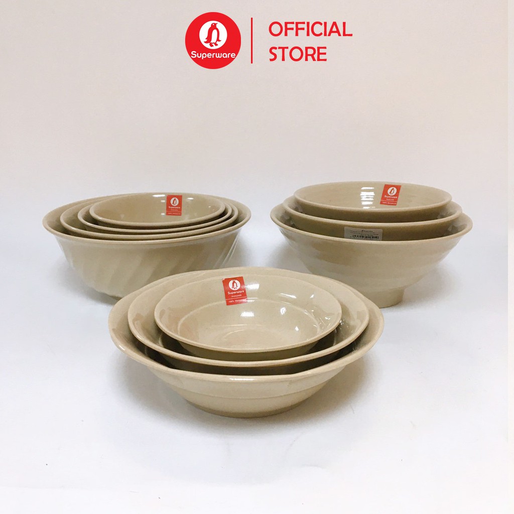 Bát Canh Viền SUPERWARE Nhựa Phíp 100% Melamine Nâu Đá - Stone