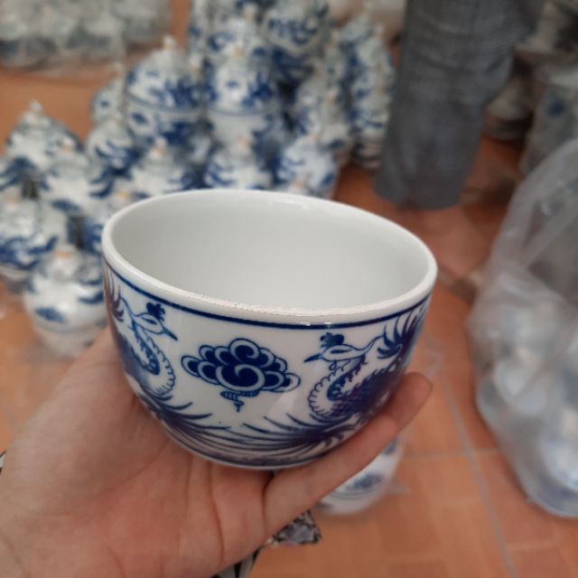 Bát cơm thờ cúng vẽ rồng phượng Bát Tràng