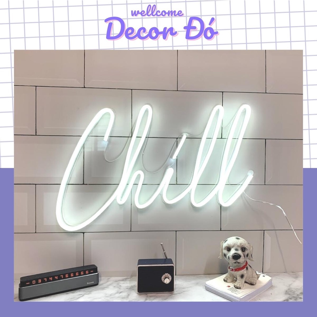Đèn NeonSign | Chữ Chill Nhiều Màu | Kích Thước 40x18cm | Quà Tặng Trang Trí Cực Chất , Siêu Sáng & Tiết Kiệm Điện |