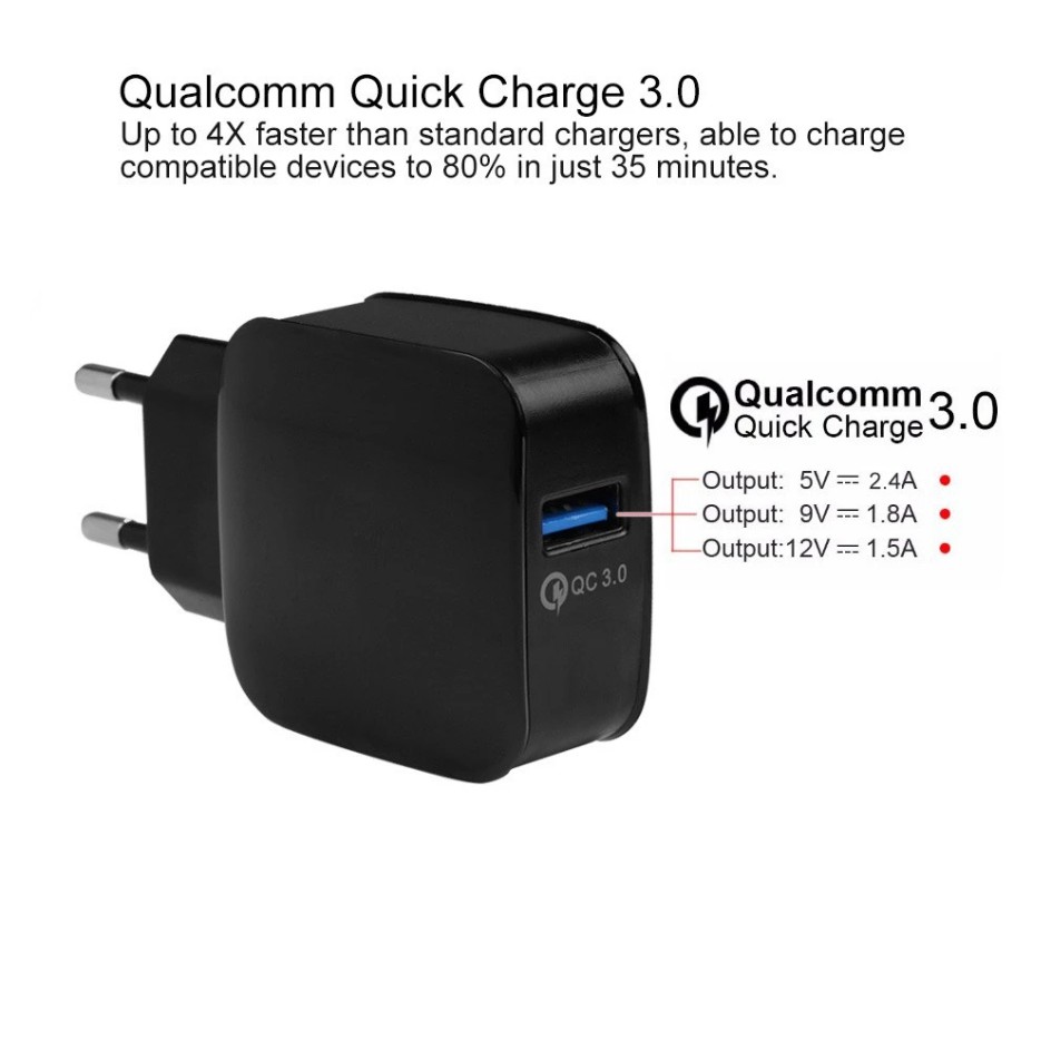 [Mã ELFLASH3 hoàn 10K xu đơn 20K] Củ sạc Qualcomm Quickcharge 3.0 sạc nhanh