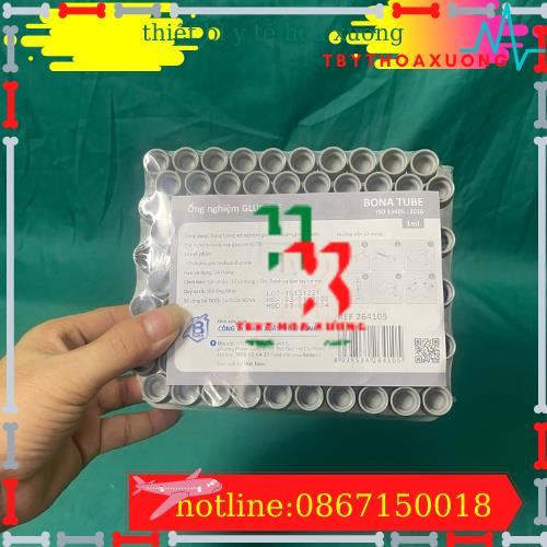 Ống nghiệm Heparin nắp màu đen khay 100 ống
