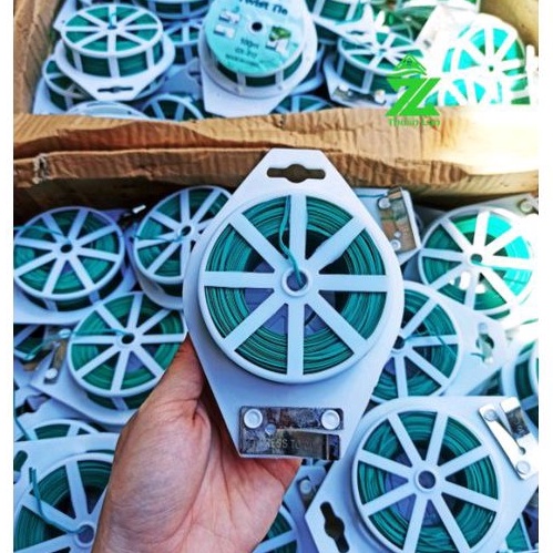 Cuộn 100m Dây Kẽm Bọc Nhựa Xanh Có Dao Cắt Tiện Lợi
