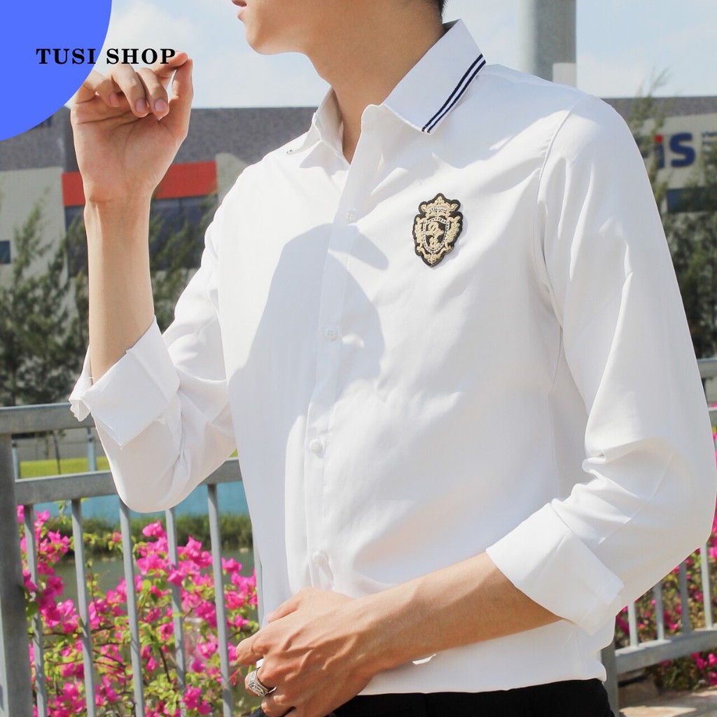 [SIÊU GIẢM GIÁ] Áo sơ mi nam nữ cặp đôi chất liệu kate lụa in LOGO | BigBuy360 - bigbuy360.vn