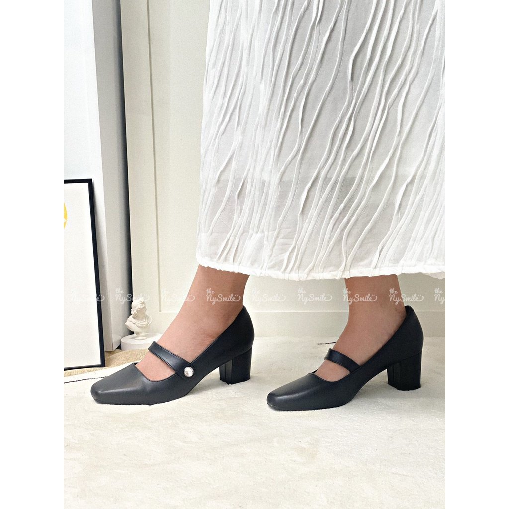 Giày cao gót 7cm bít mũi quai ngang đính ngoc hot trend 2022 GD05