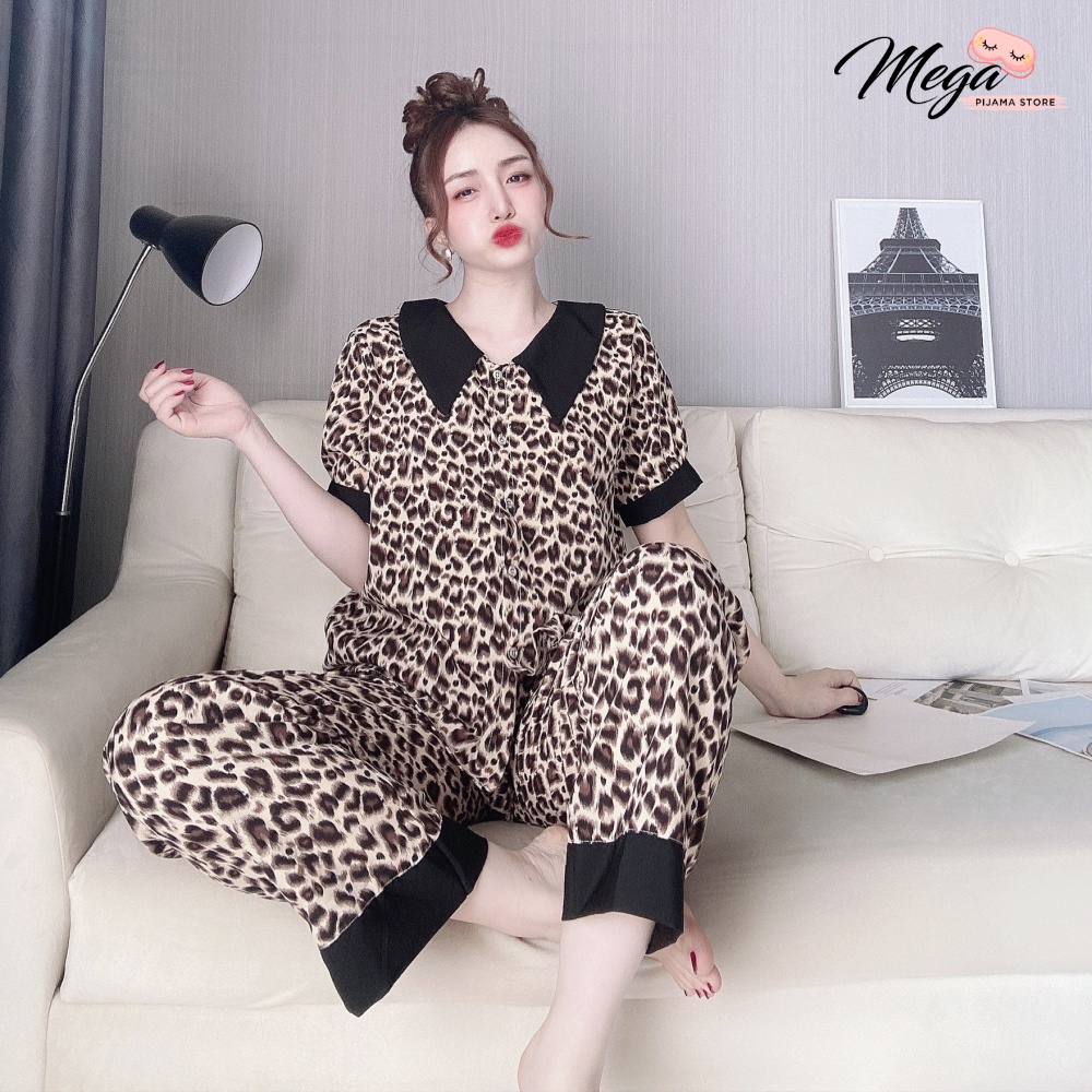 Bộ pijama nữ họa tiết da beo đẹp và sang, bộ đồ ngủ nữ lụa 100D mát mẻ thoáng khí DC03