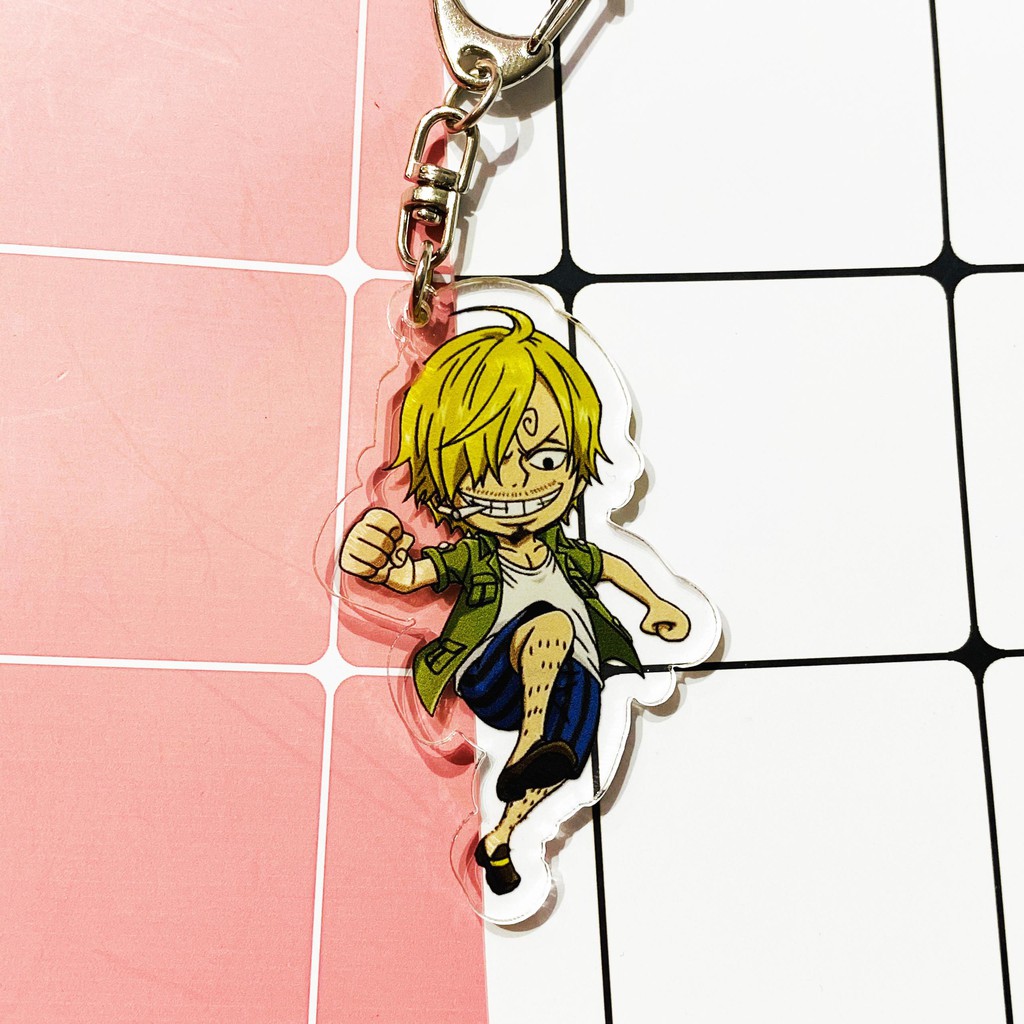 ( Mica trong acrylic ) Móc khóa One Piece Đảo Hải Tặc Sanji quà tặng xinh xắn dễ thương in hình anime chibi