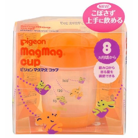 Bình tập uống Pigeon MagMag Cup cam 8T - Hàng nội địa Nhật