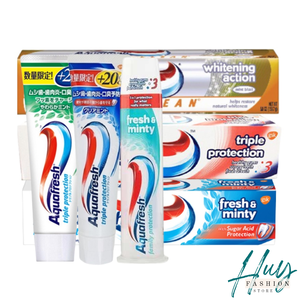Kem đánh răng Aquafresh Mỹ Extreme Clean 158.7g|KĐR Whitening Action/ Fresh Minty/ Triple Protection -Bàn chải đánh răng