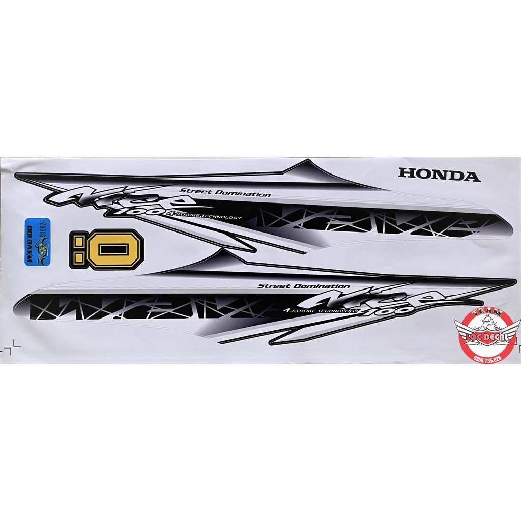 Tem rời xe Wave Alpha 100cc, 50cc Trắng Xám Ver 1
