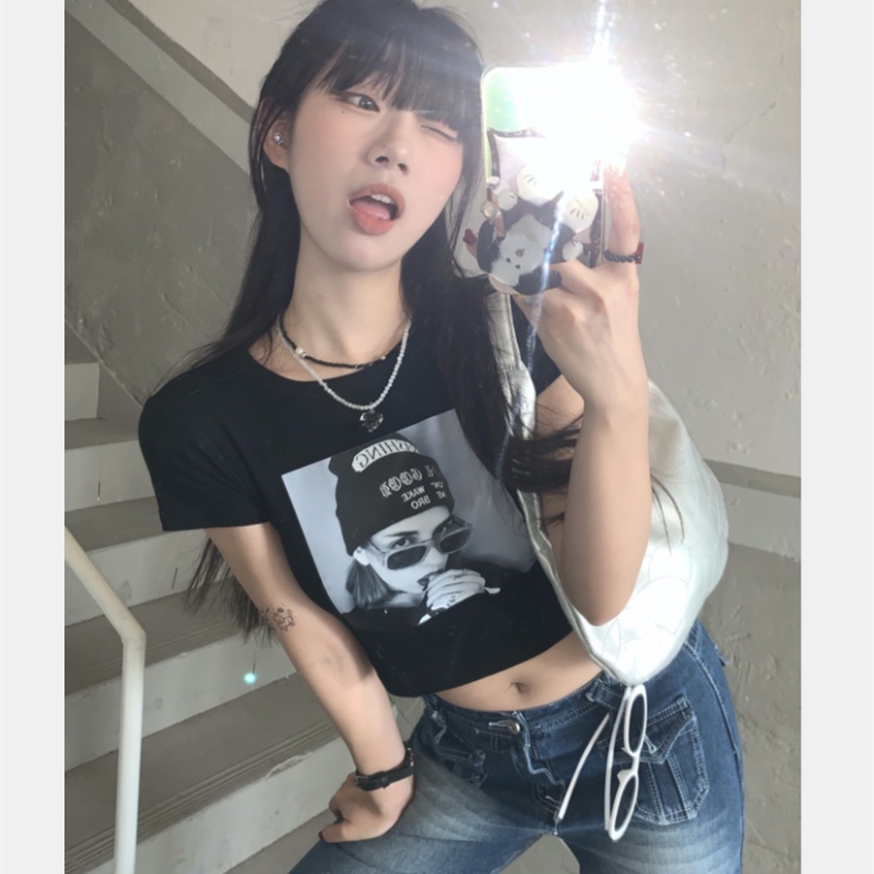 Áo Thun Tay Ngắn Dáng Ôm In Họa Tiết Thời Trang Dành Cho Nữ