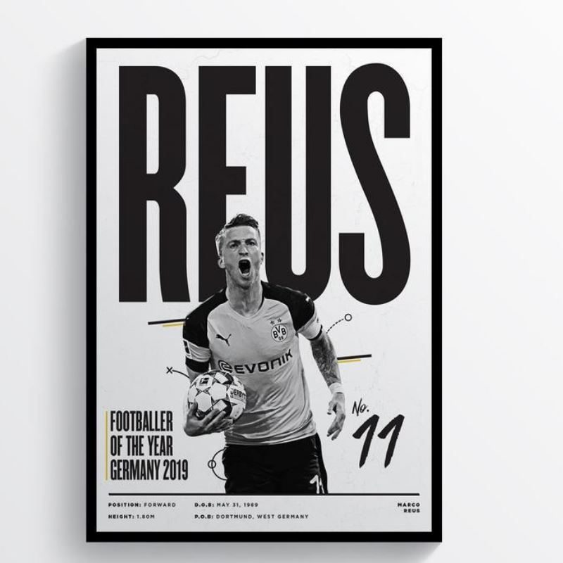 Poster in họa tiết ngôi sao bóng đá FIFA World Cup Messi/Marco/Reus/CR7 Cristiano Ronaldo/Ramos/Pelé kiểu cổ điển