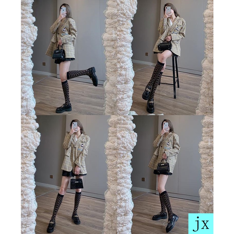 Giày lười bằng da cao gót màu đen thời trang kiểu Anh 2021